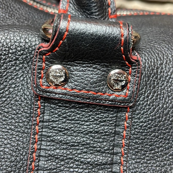 MCM Boston Bag In Black & Red Leather With Silver Hardware 🔥 - Picture 6 of 17